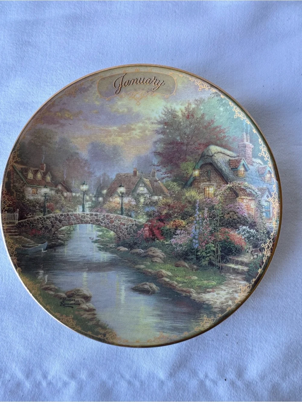 Thomas Kinkade/ Bradford Exchange January Lamplight Bridge